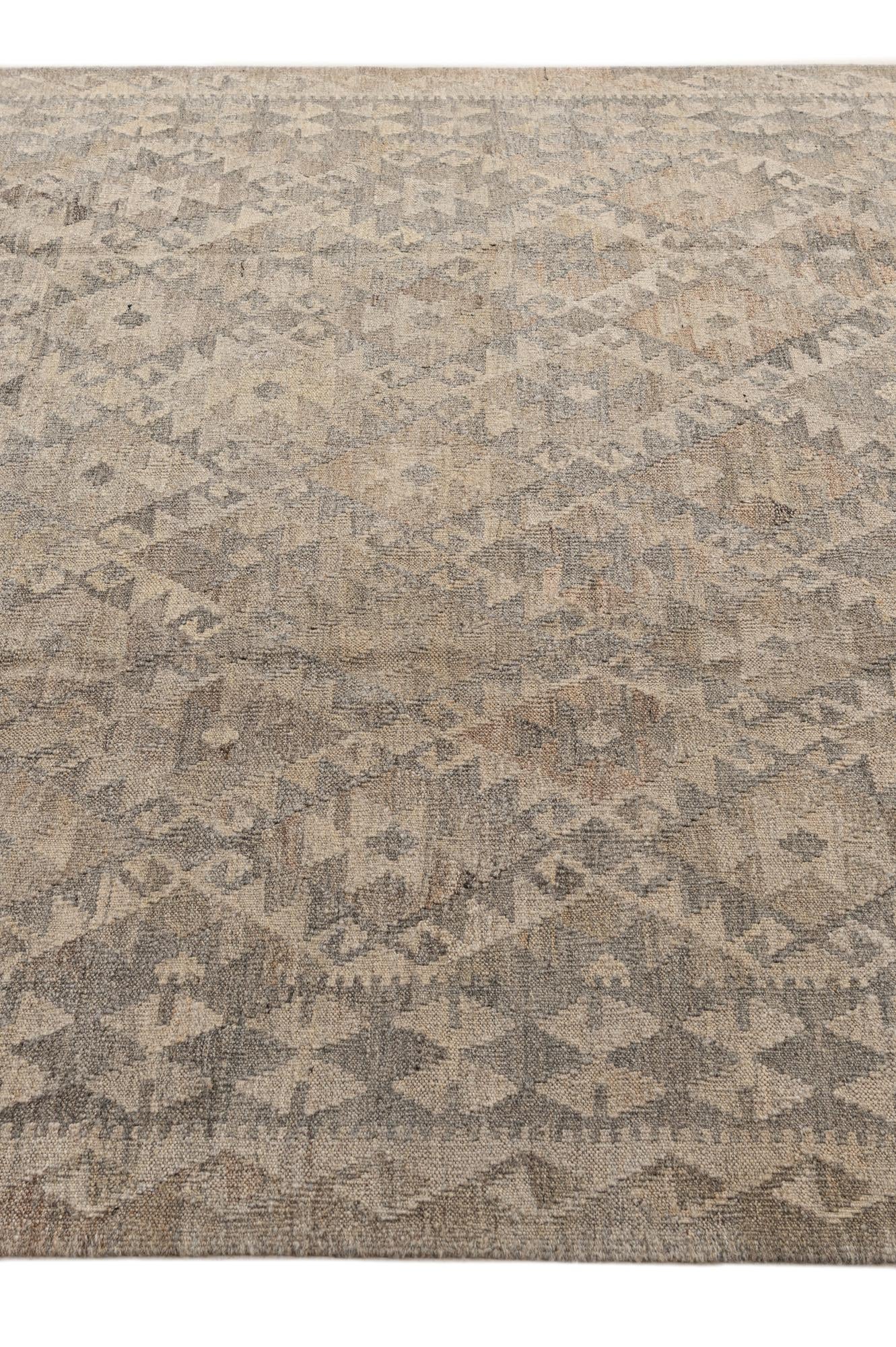 6' 5 x 9' 7 Hand Woven Kilim Maymana Wool Rug