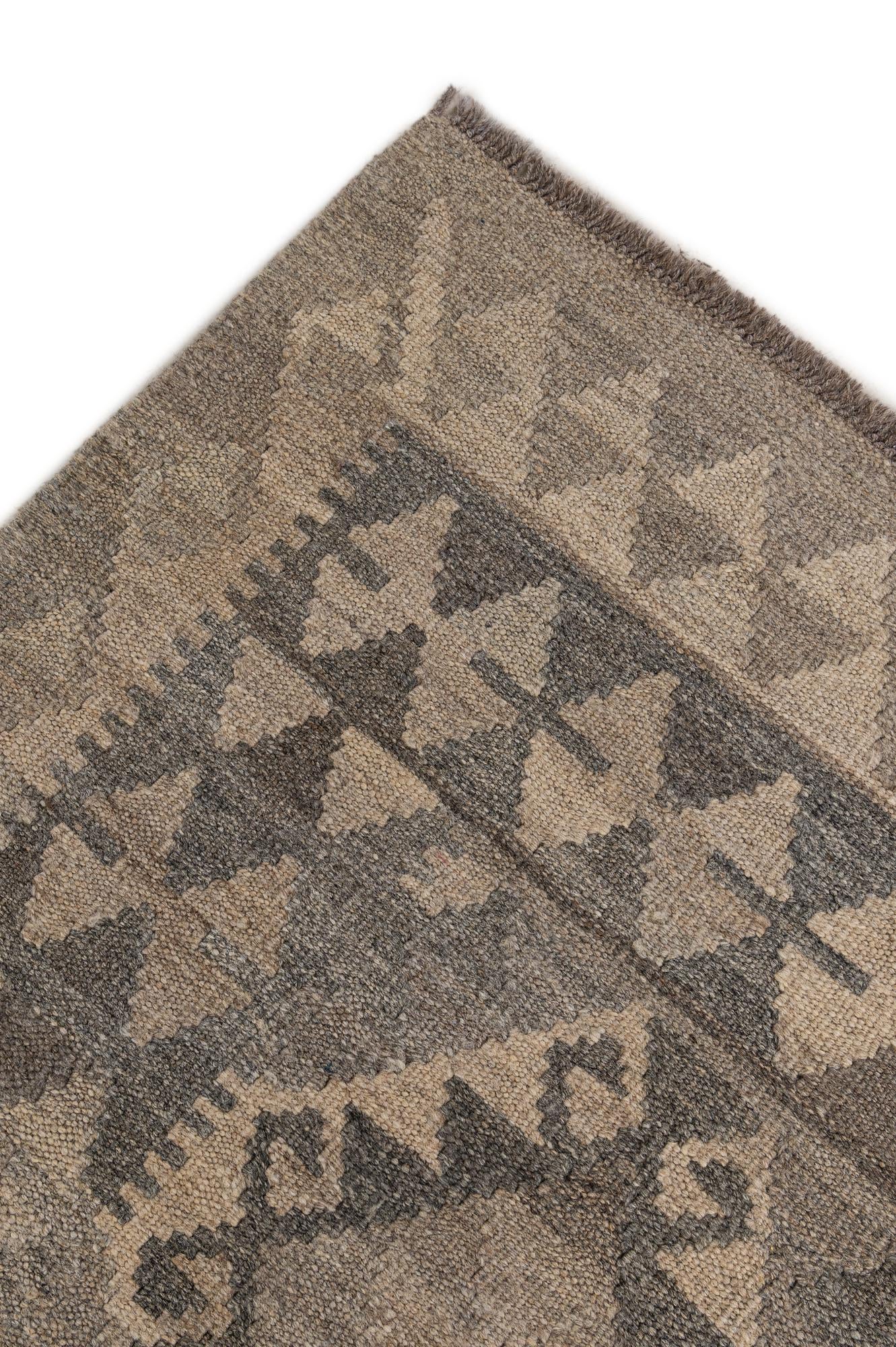 6' 5 x 9' 7 Hand Woven Kilim Maymana Wool Rug