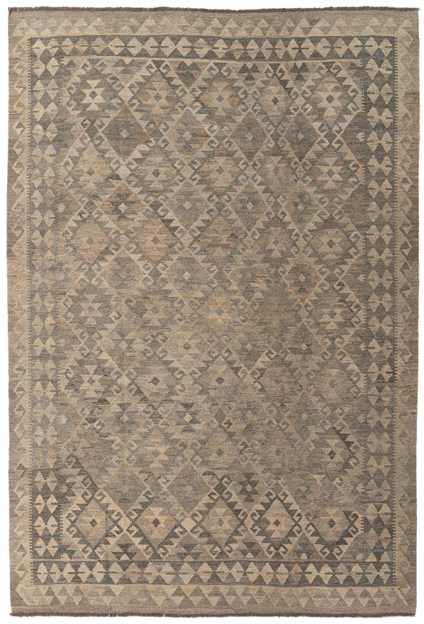 6' 5 x 9' 7 Hand Woven Kilim Maymana Wool Rug