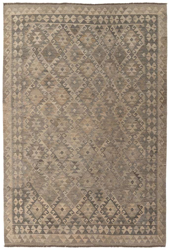 6' 5 x 9' 7 Hand Woven Kilim Maymana Wool Rug