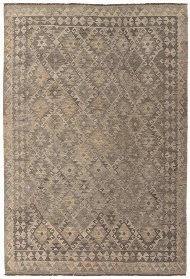 Detail image of 6' 5 x 9' 7 Hand Woven Kilim Maymana Wool Rug