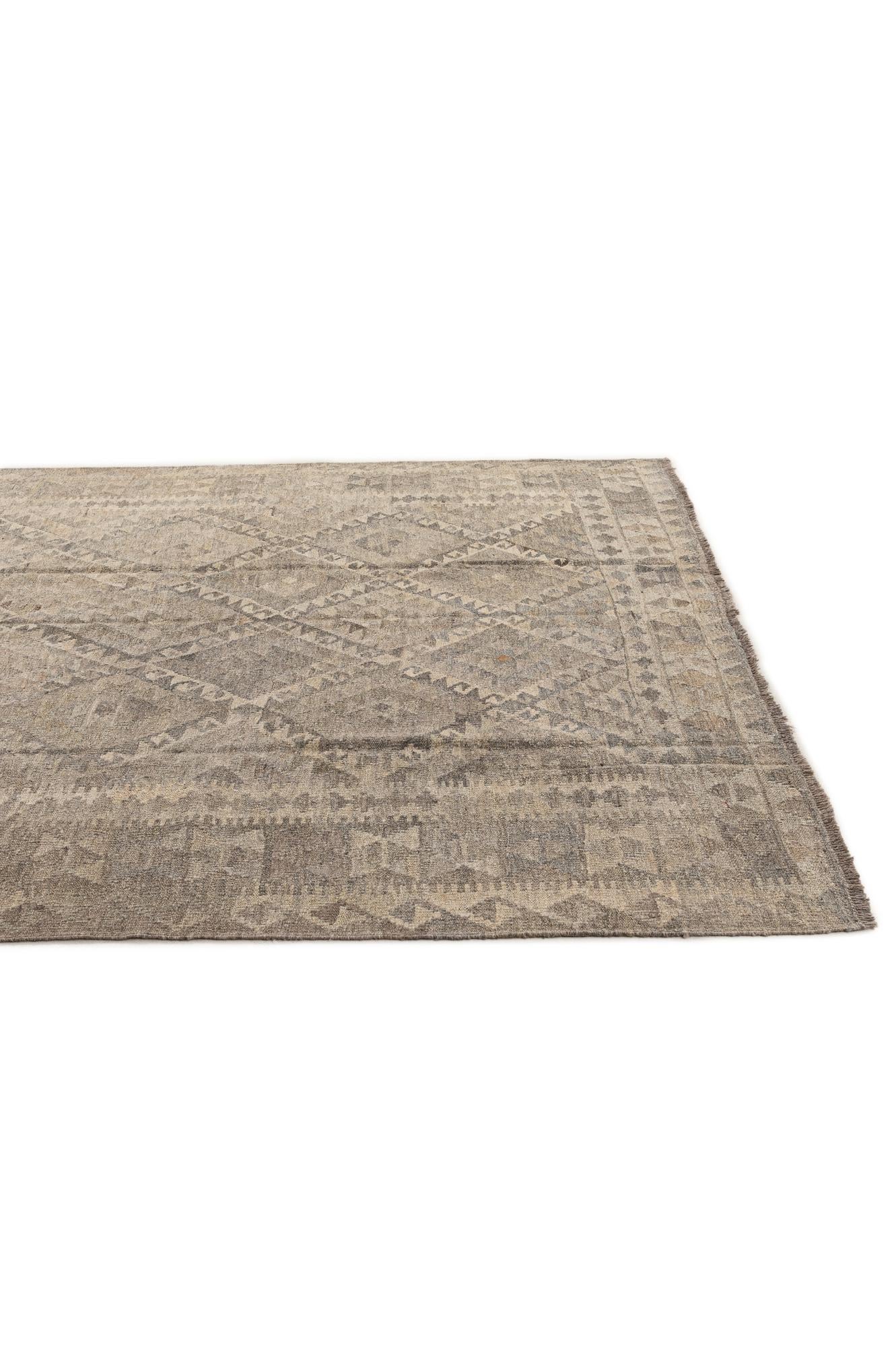 6' 8 x 9' 11 Hand Woven Kilim Maymana Wool Rug