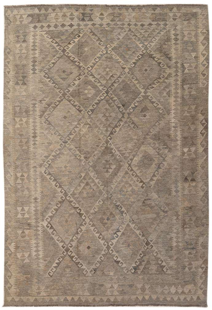 6' 8 x 9' 11 Hand Woven Kilim Maymana Wool Rug