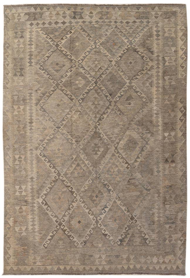 Detail image of 6' 8 x 9' 11 Hand Woven Kilim Maymana Wool Rug