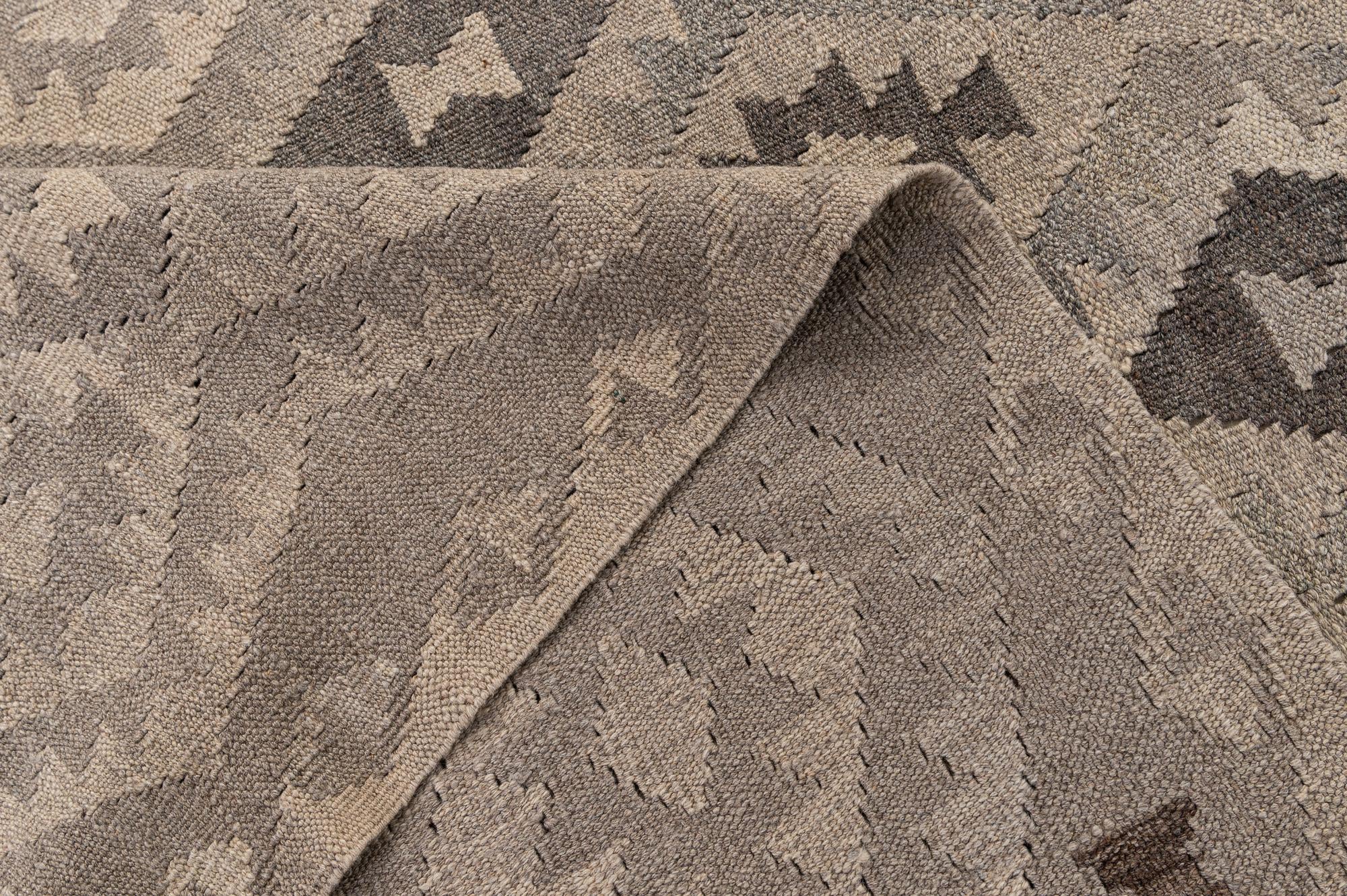 6' 9 x 10' Hand Woven Kilim Maymana Wool Rug