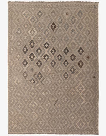 6' 9 x 10' Hand Woven Kilim Maymana Wool Rug
