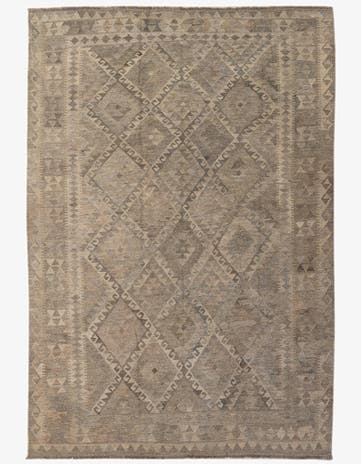 6' 8 x 9' 11 Hand Woven Kilim Maymana Wool Rug