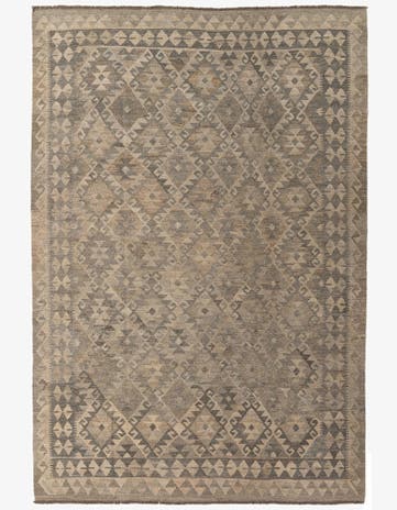 6' 5 x 9' 7 Hand Woven Kilim Maymana Wool Rug
