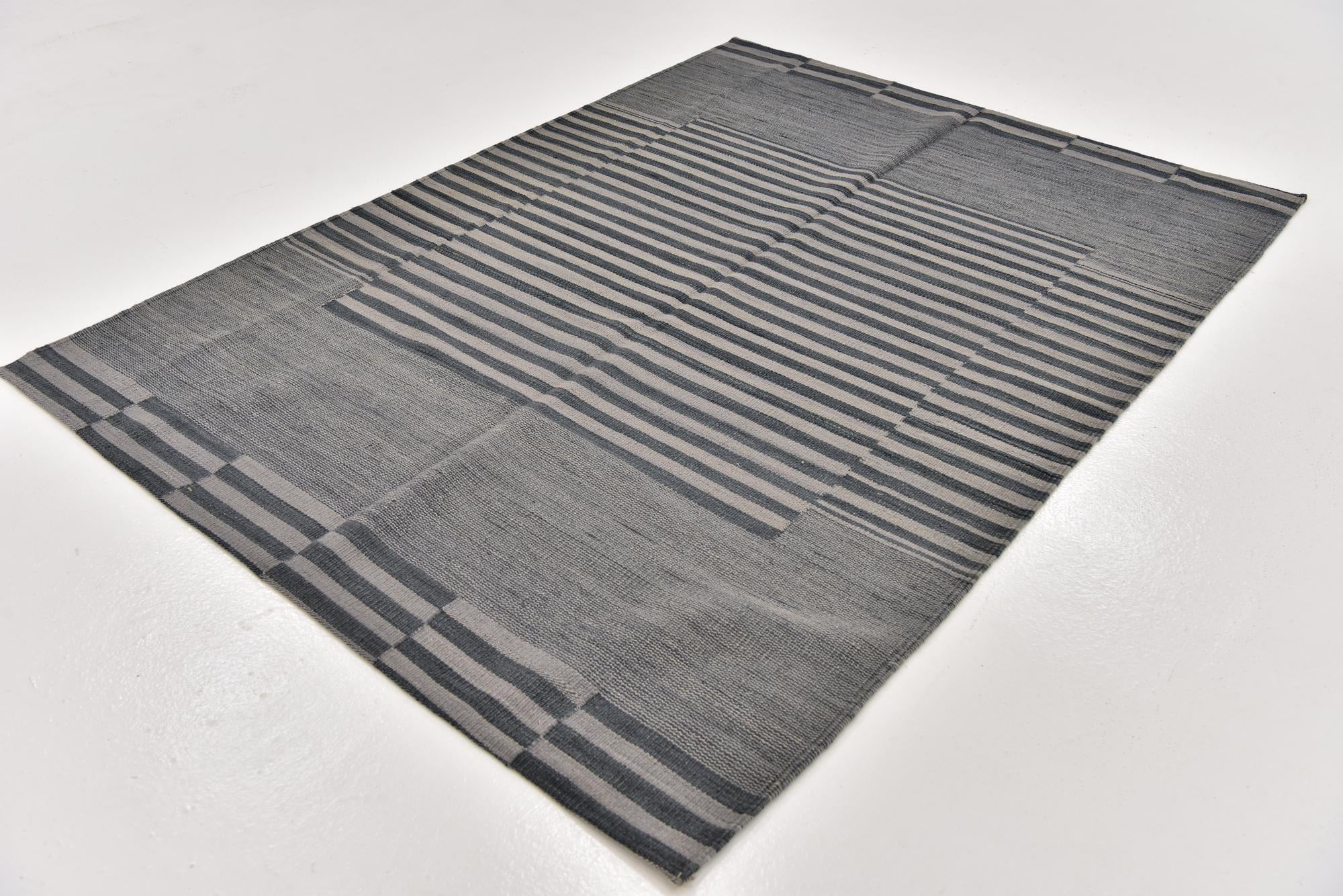 4' 3 x 5' 10 Hand Woven Kilim Modern Wool Rug
