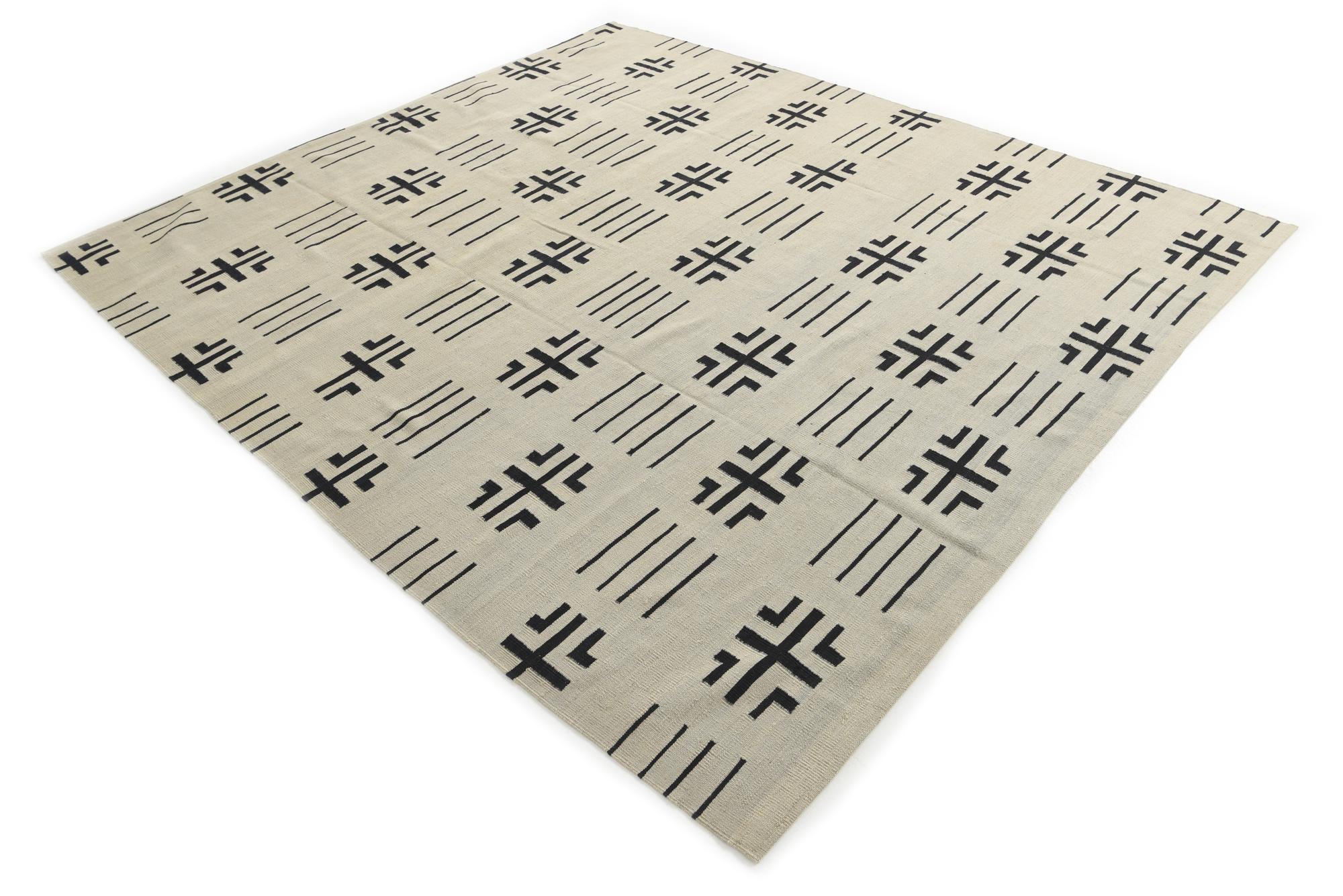 8' 6 x 9' 5 Hand Woven Kilim Modern Wool Rug