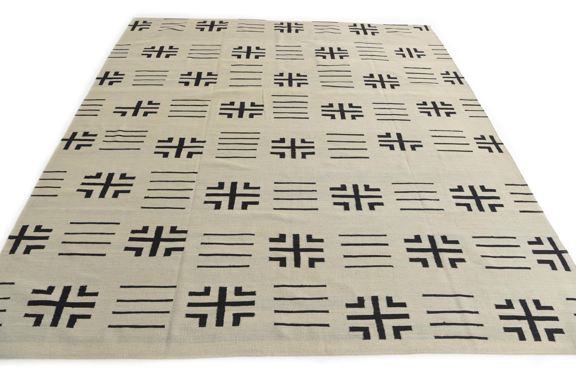 8' 6 x 9' 5 Hand Woven Kilim Modern Wool Rug