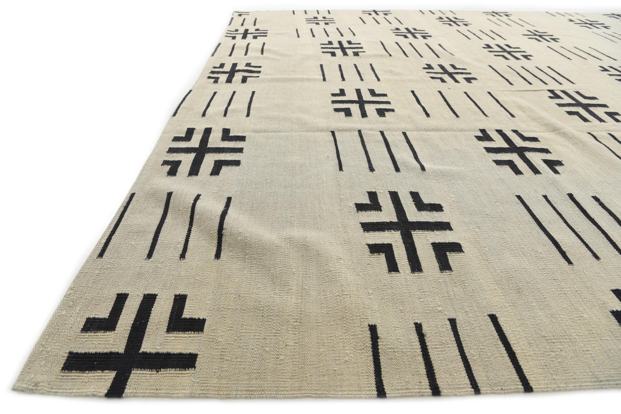 8' 6 x 9' 5 Hand Woven Kilim Modern Wool Rug
