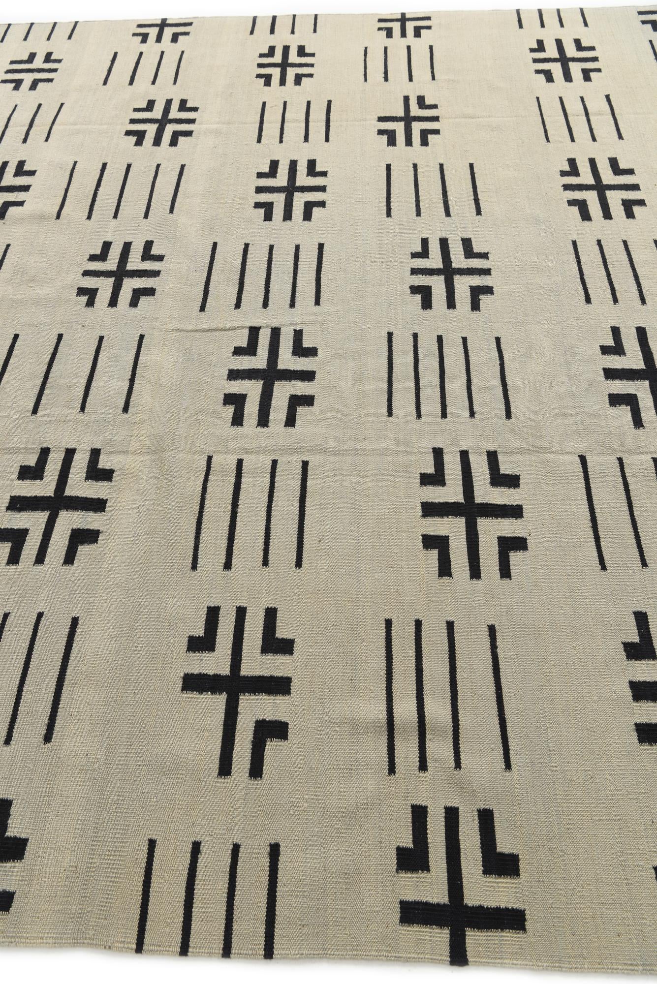 8' 6 x 9' 5 Hand Woven Kilim Modern Wool Rug