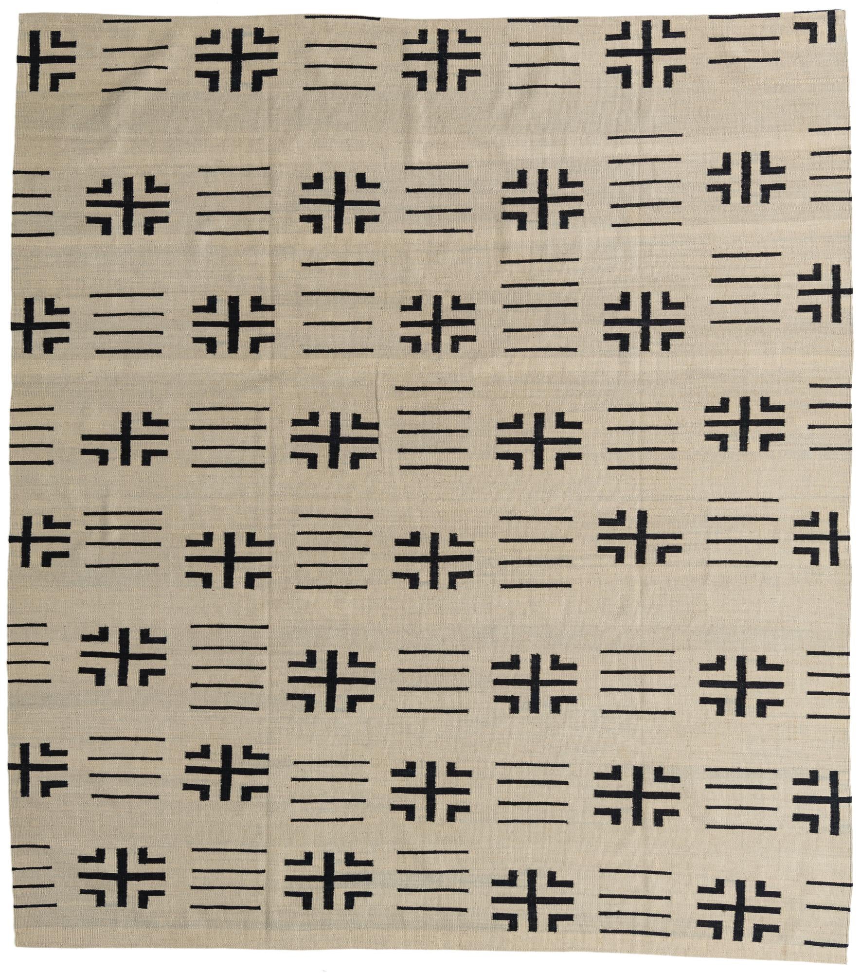 8' 6 x 9' 5 Hand Woven Kilim Modern Wool Rug