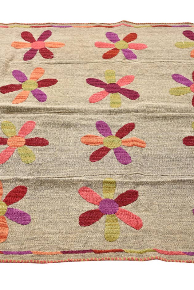 Detail image of 3' 11 x 5' 4 Hand Woven Kilim Suzani Wool Rug