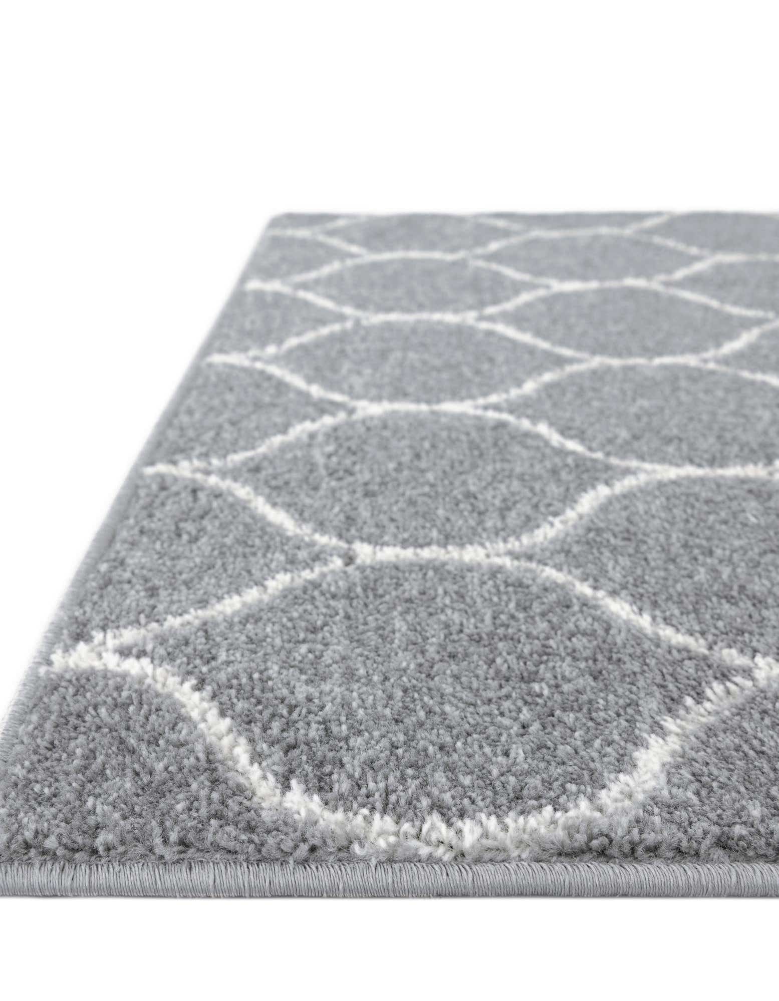Custom Light Gray Lattice Frieze Rug