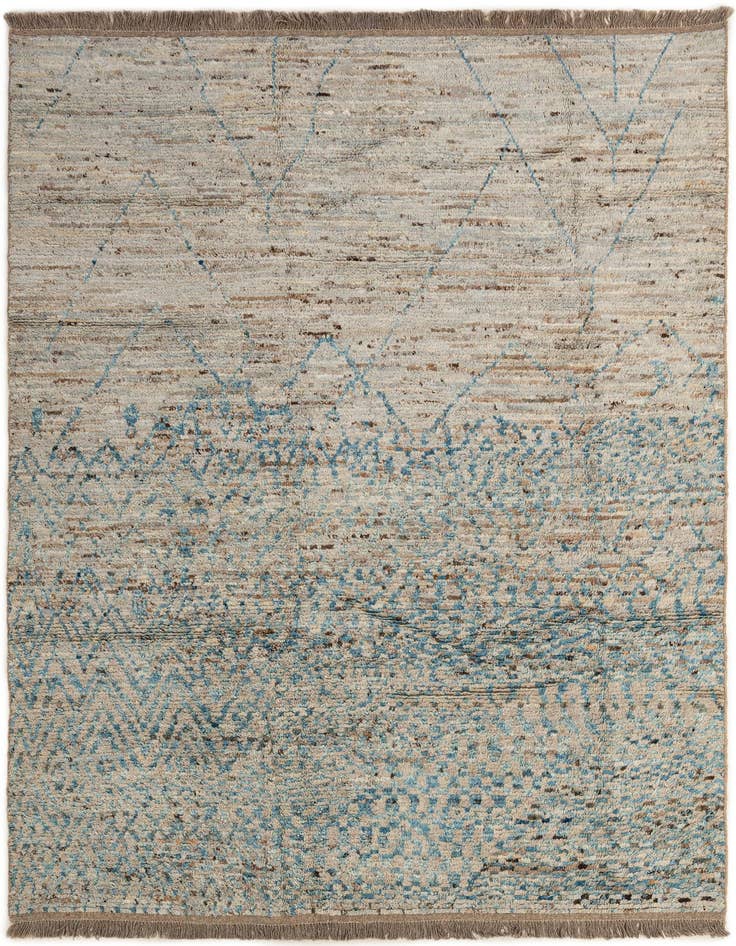 Detail image of 6' 7 x 8' 8 Hand Knotted Moroccan Wool Rug