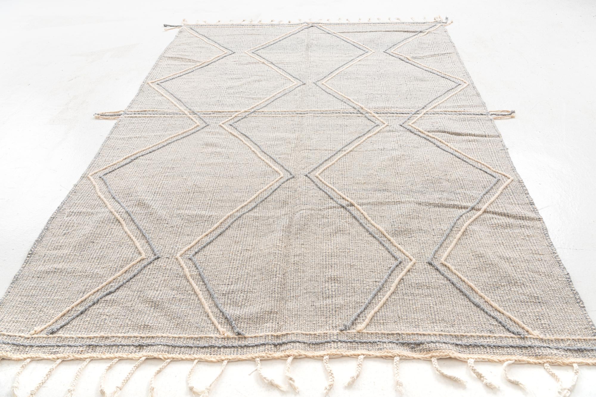 6' 7 x 10' Hand Knotted Moroccan Wool Rug