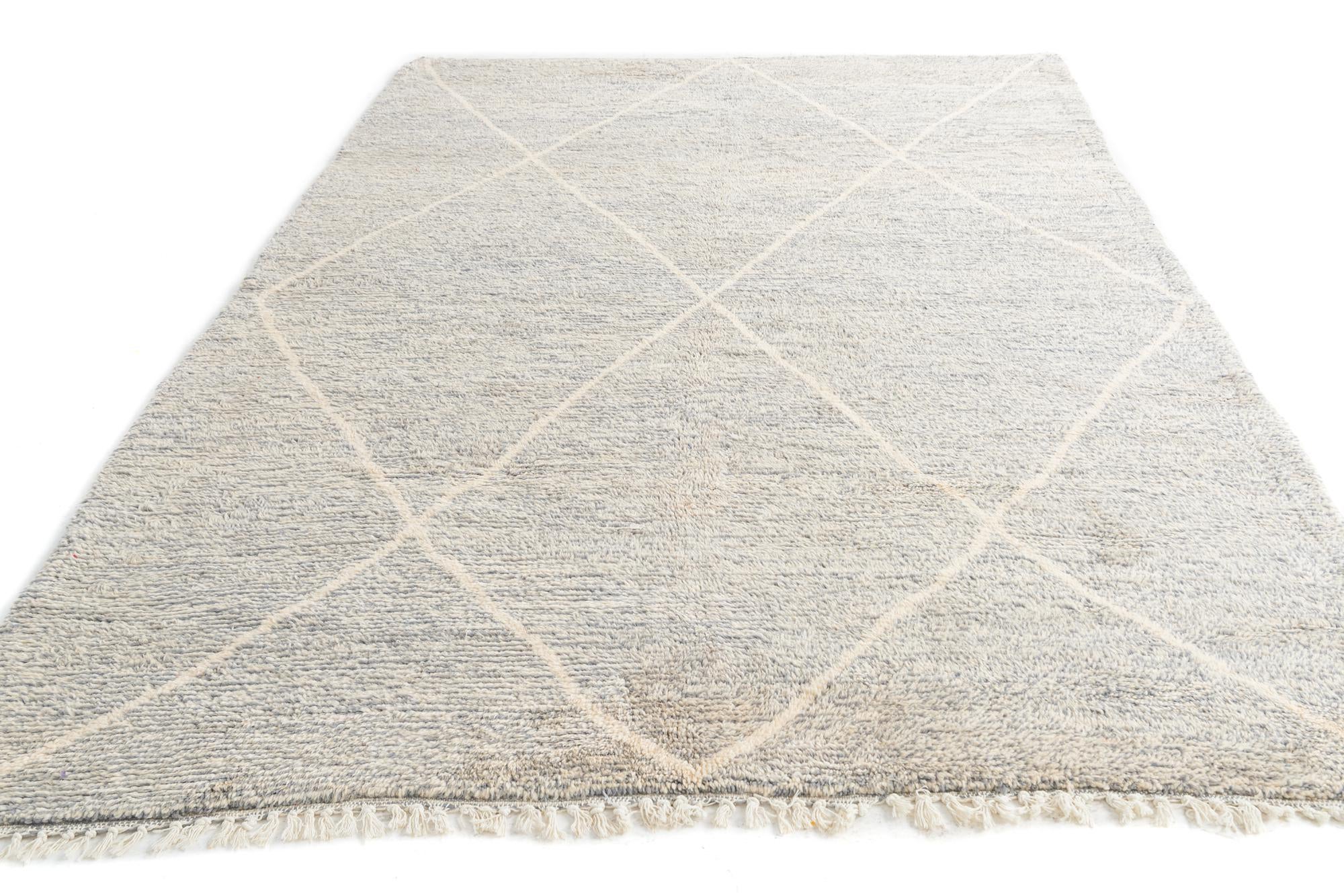 6' 9 x 9' 5 Hand Knotted Moroccan Wool Rug