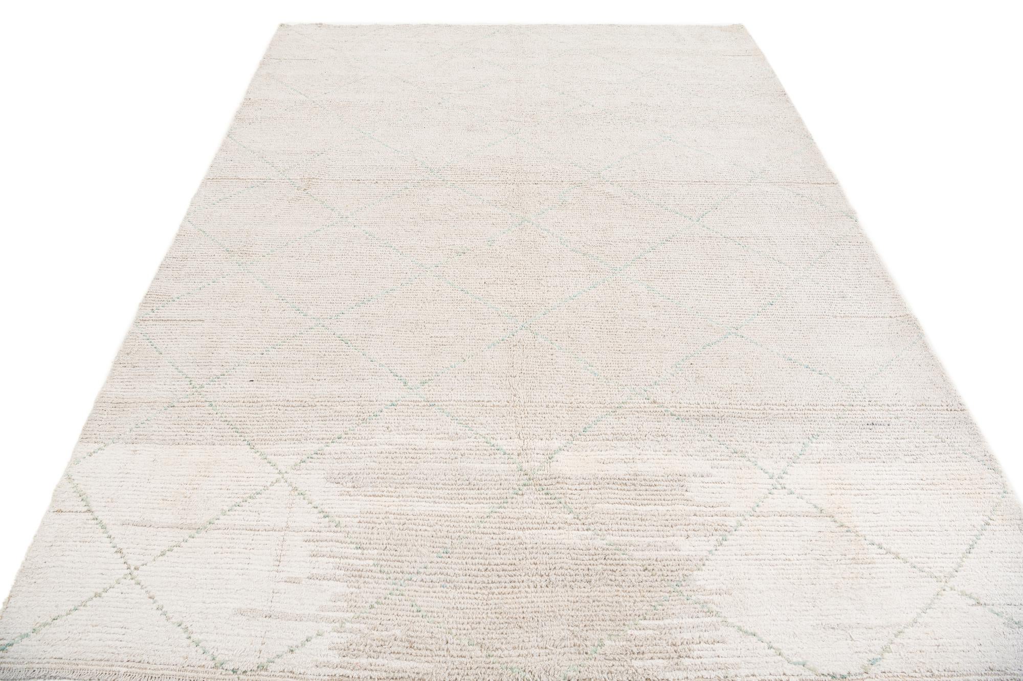6' 6 x 8' 7 Hand Knotted Moroccan Wool Rug