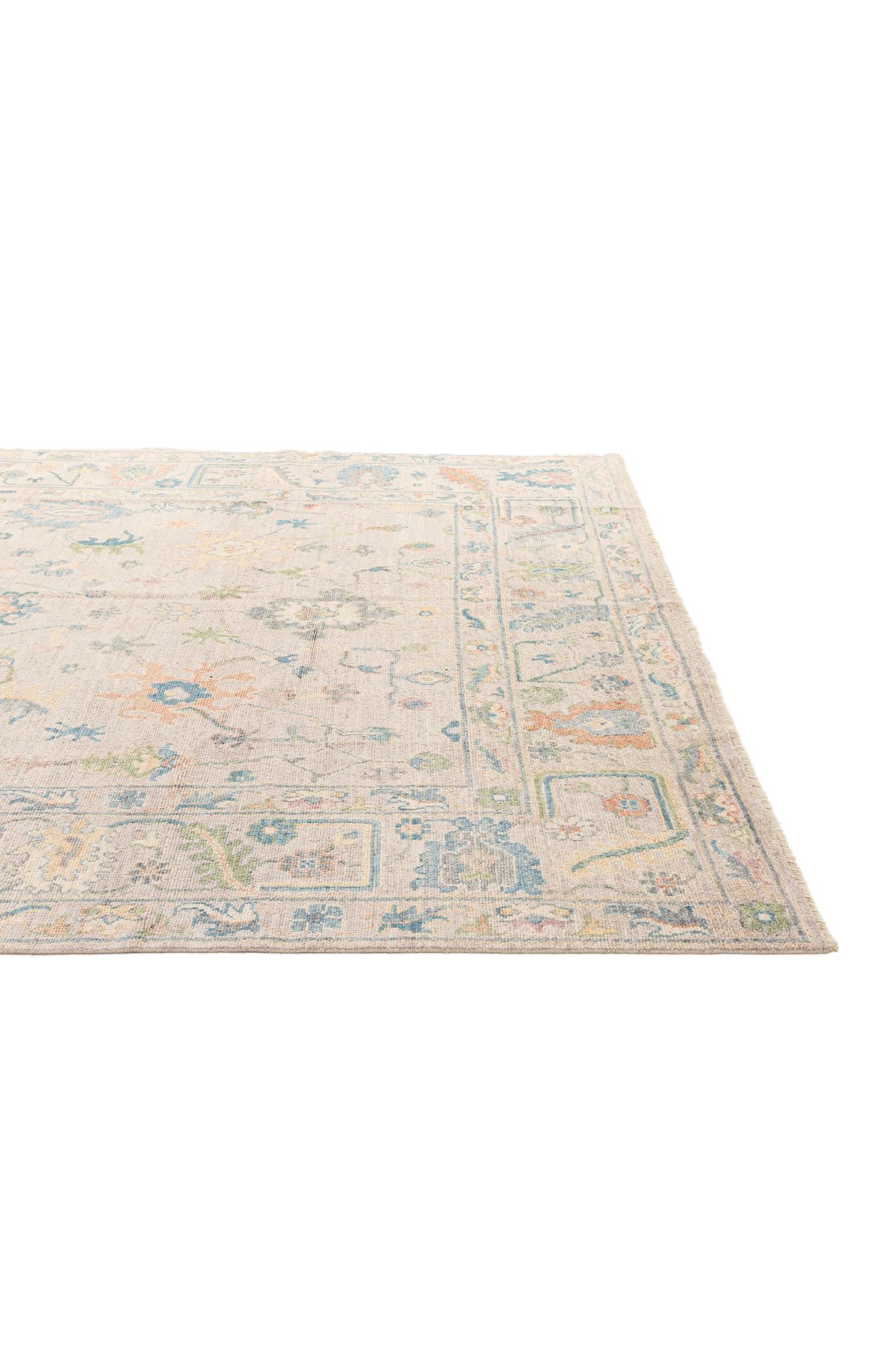 9' 2 x 11' 11 Hand Knotted Oushak Wool Rug