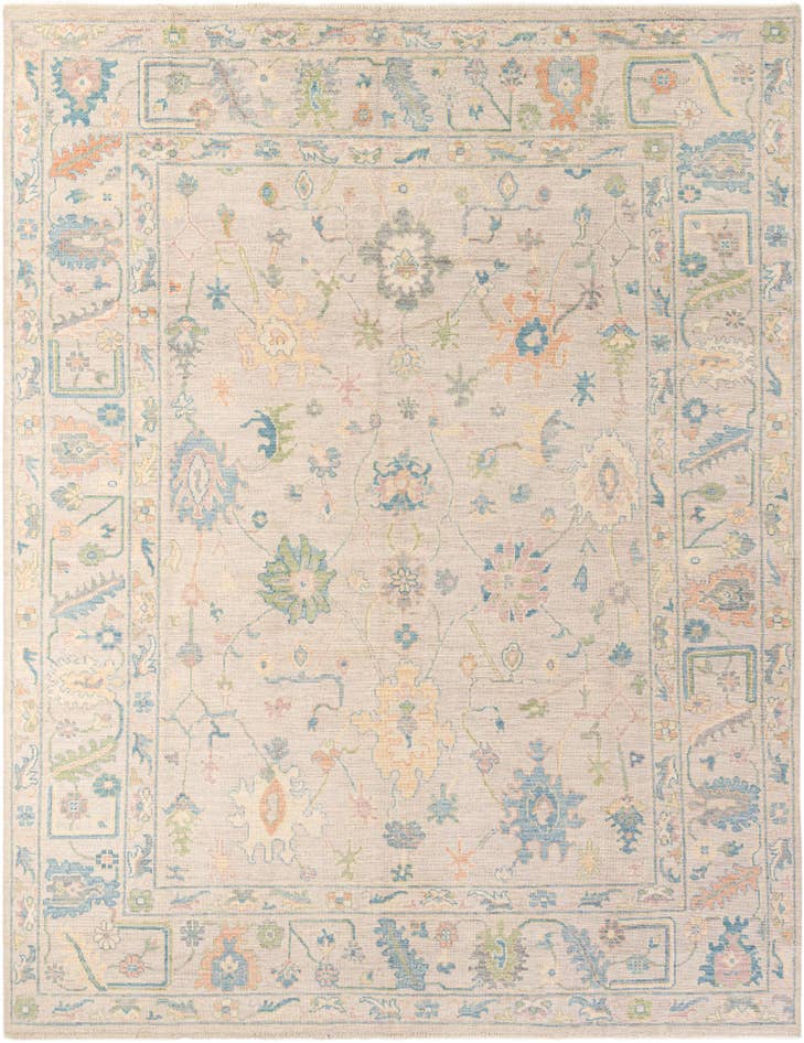 Detail image of 9' 2 x 11' 11 Hand Knotted Oushak Wool Rug