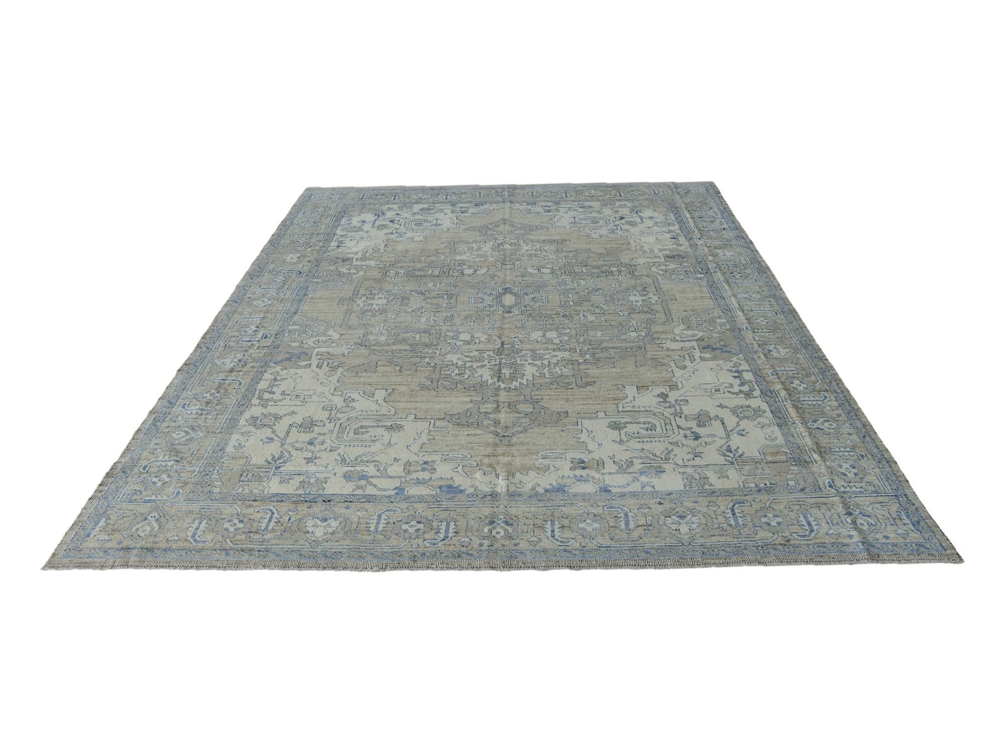 9' 1 x 11' 10 Hand Knotted Oushak Wool Rug