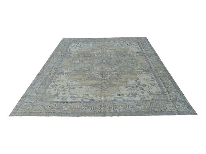 9' 1 x 11' 10 Hand Knotted Oushak Wool Rug