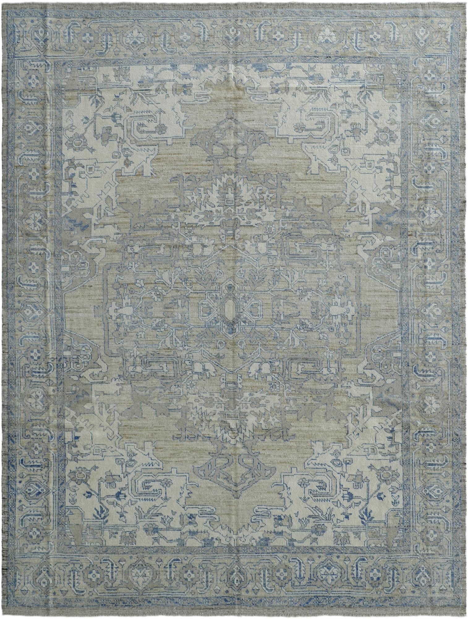 9' 1 x 11' 10 Hand Knotted Oushak Wool Rug