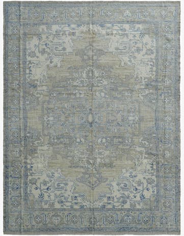 9' 1 x 11' 10 Hand Knotted Oushak Wool Rug