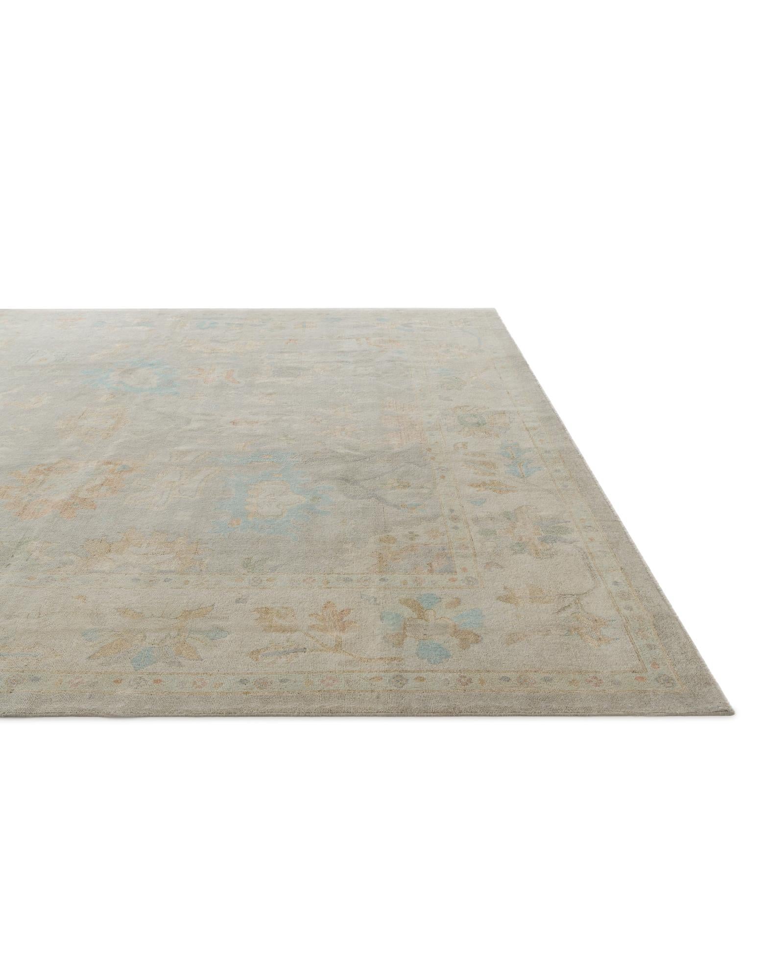 12' 3 x 14' 4 Hand Knotted Oushak Wool Rug