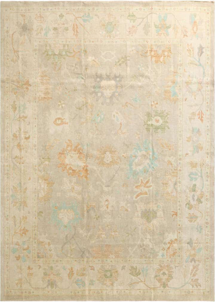 12' 3 x 14' 4 Hand Knotted Oushak Wool Rug