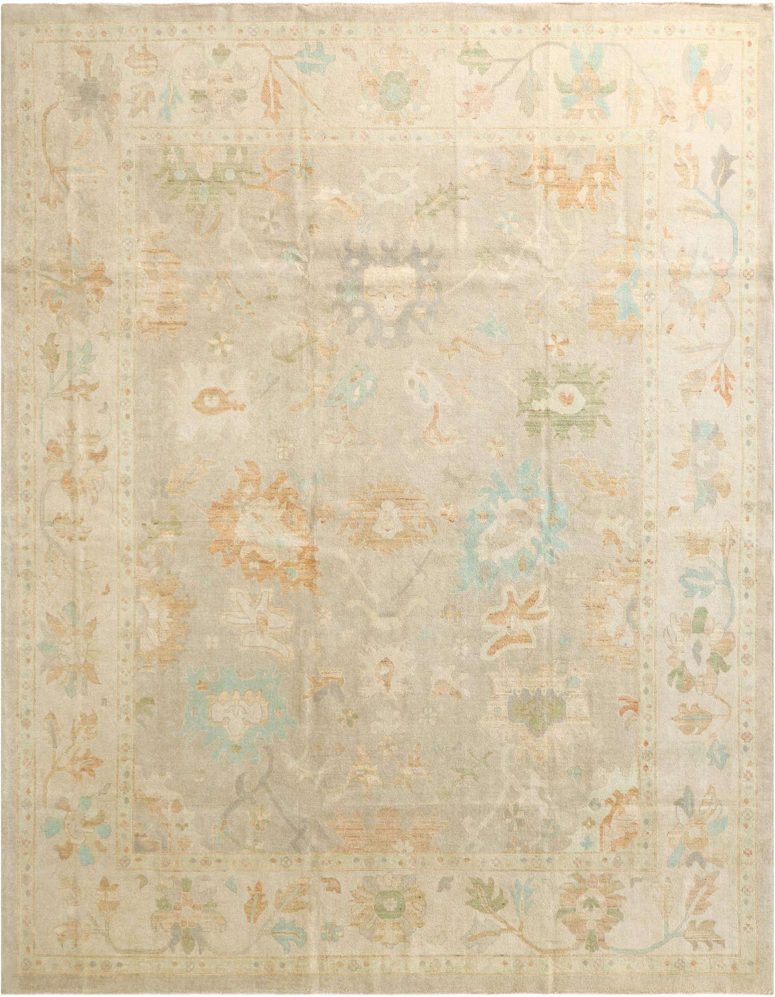 12' 3 x 14' 4 Hand Knotted Oushak Wool Rug