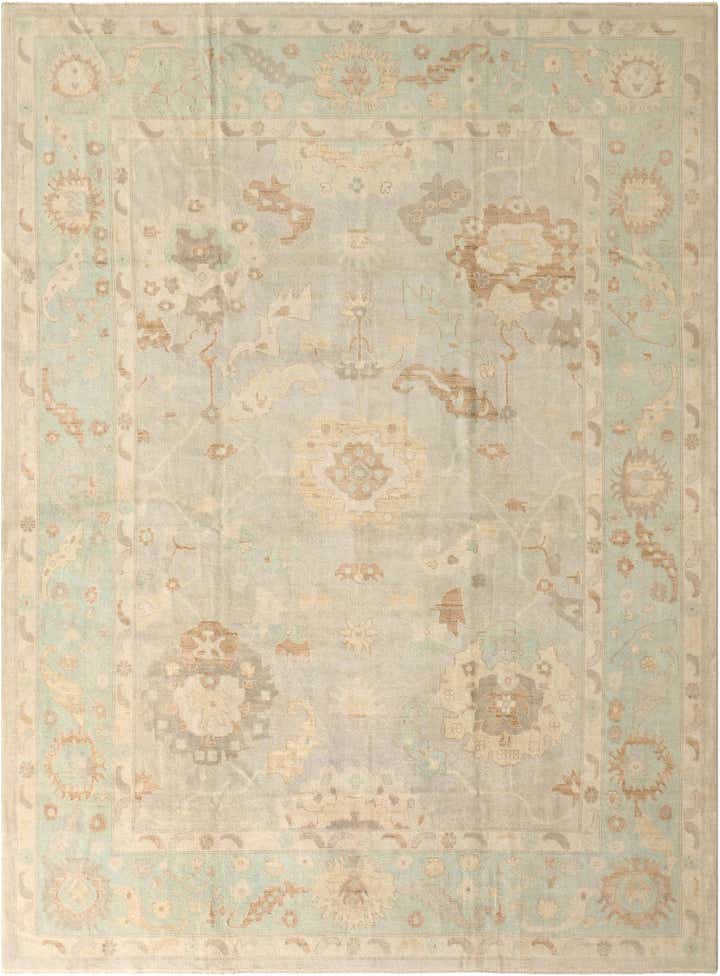 10' 5 x 13' 10 Hand Knotted Oushak Wool Rug