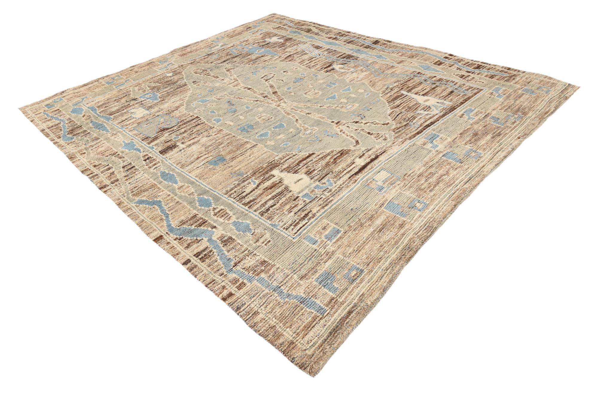 9' 2 x 10' 7 Hand Knotted Oushak Wool Rug
