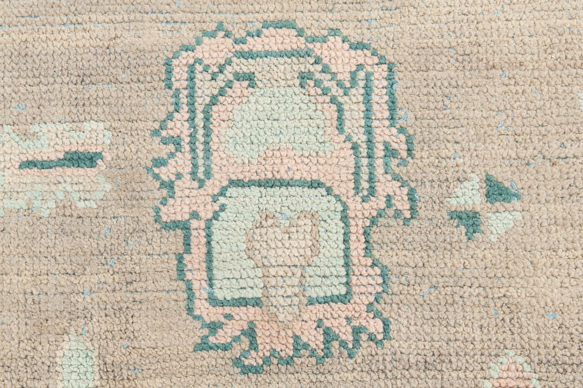 8' 6 x 12' 4 Hand Knotted Oushak Wool Rug