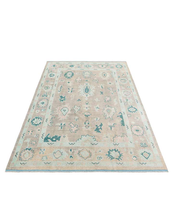 8' 6 x 12' 4 Hand Knotted Oushak Wool Rug