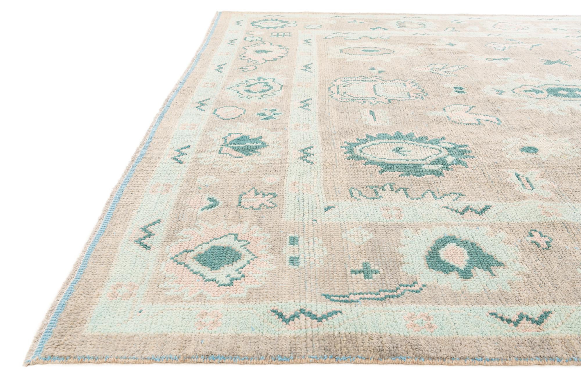 8' 6 x 12' 4 Hand Knotted Oushak Wool Rug