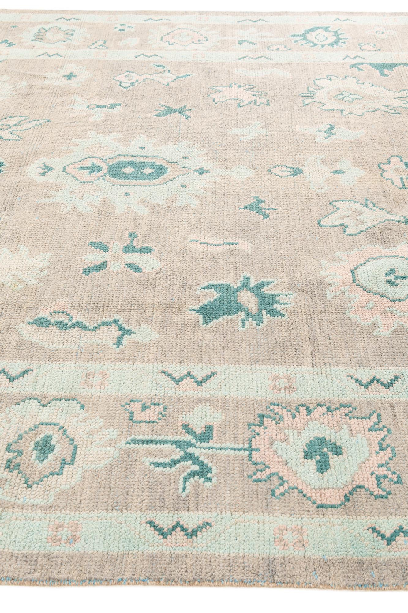8' 6 x 12' 4 Hand Knotted Oushak Wool Rug
