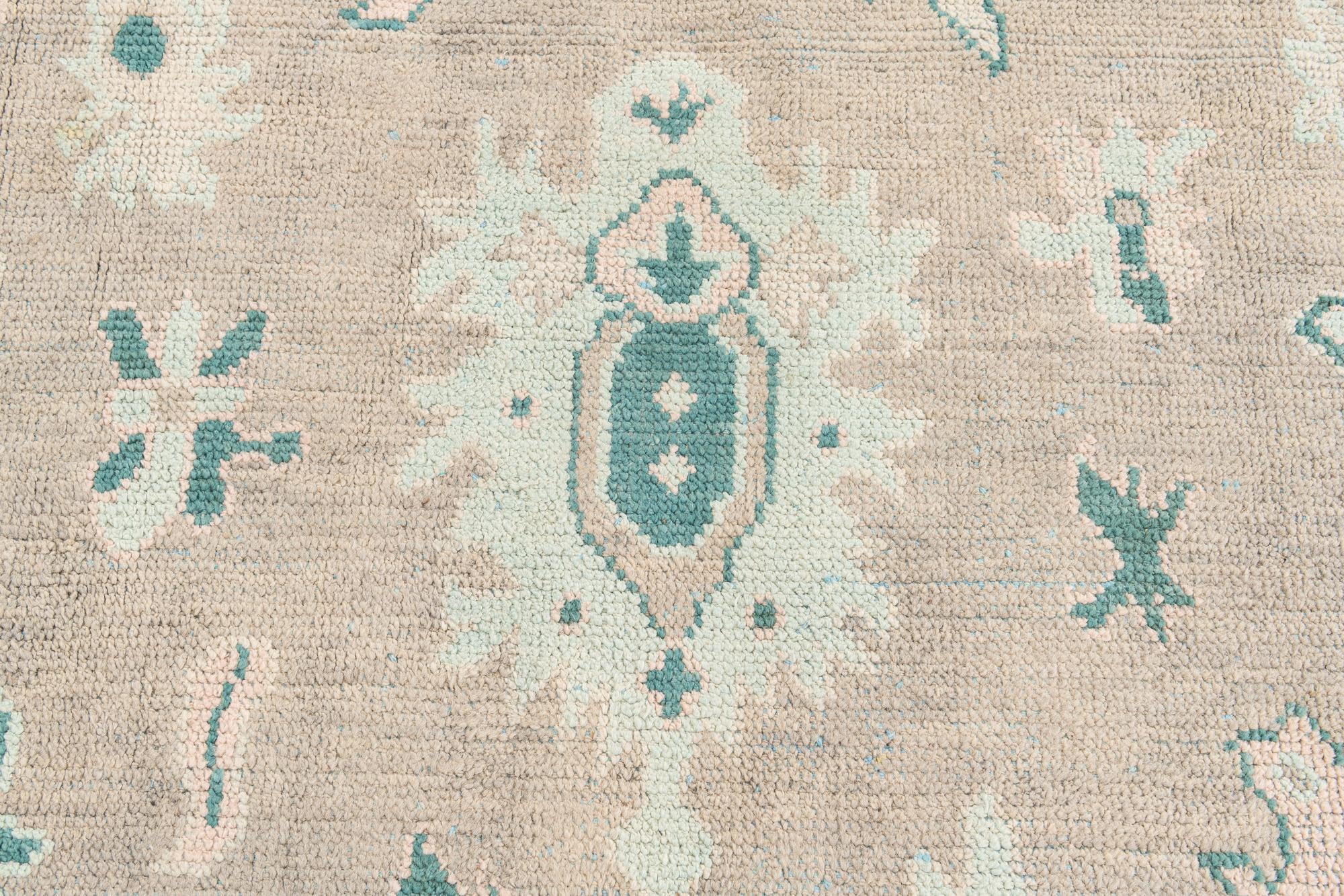 8' 6 x 12' 4 Hand Knotted Oushak Wool Rug