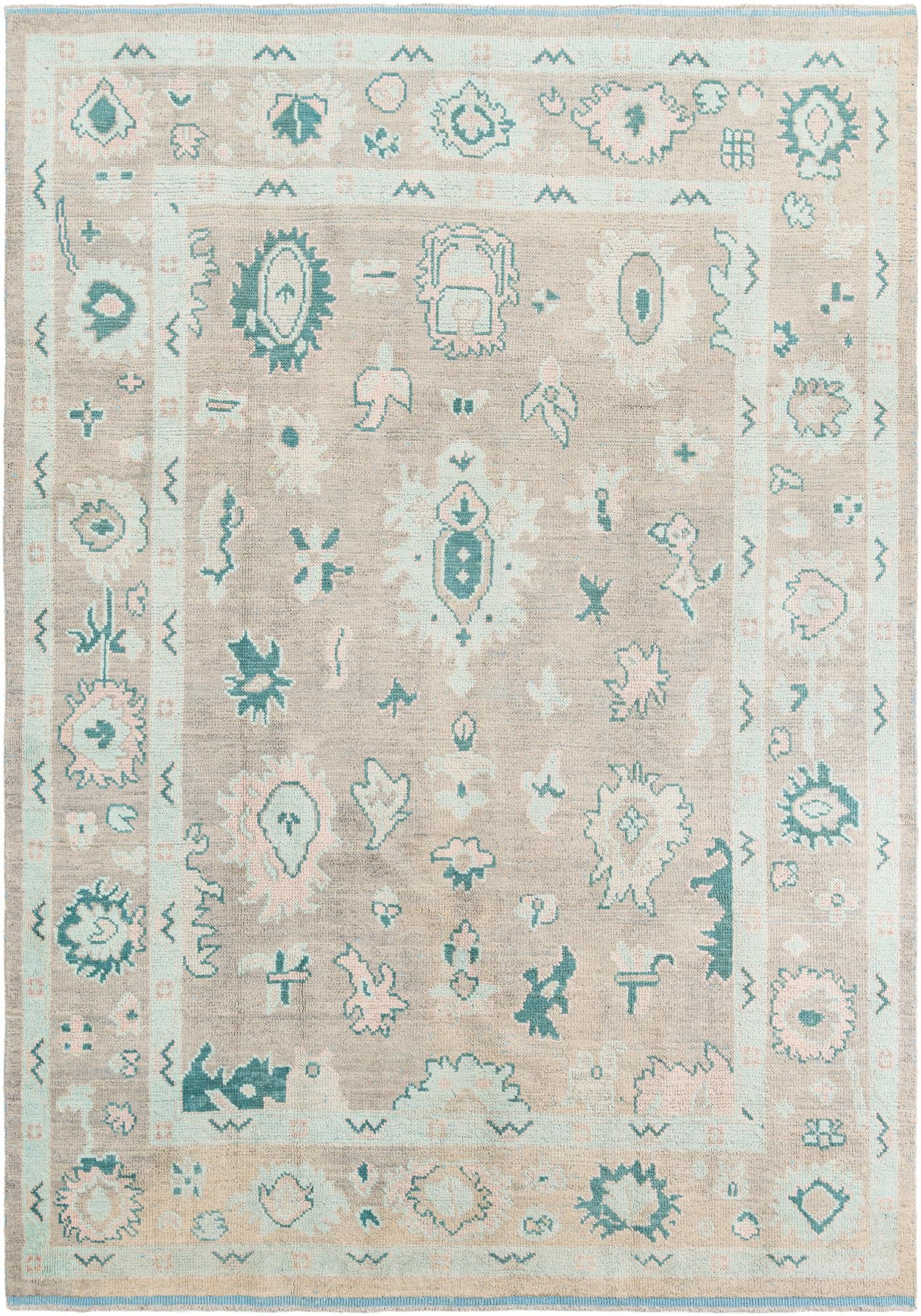 8' 6 x 12' 4 Hand Knotted Oushak Wool Rug