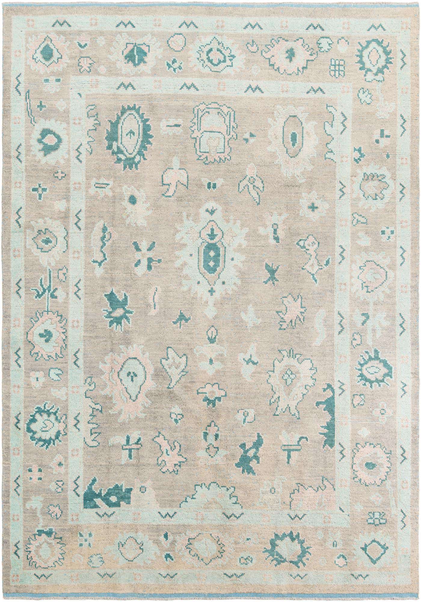 8' 6 x 12' 4 Hand Knotted Oushak Wool Rug