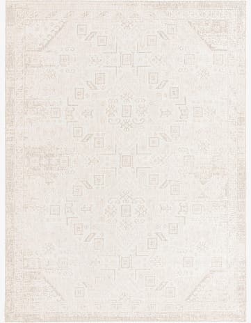 Light Gray Easy-Clean Aztec Indoor / Outdoor Rug