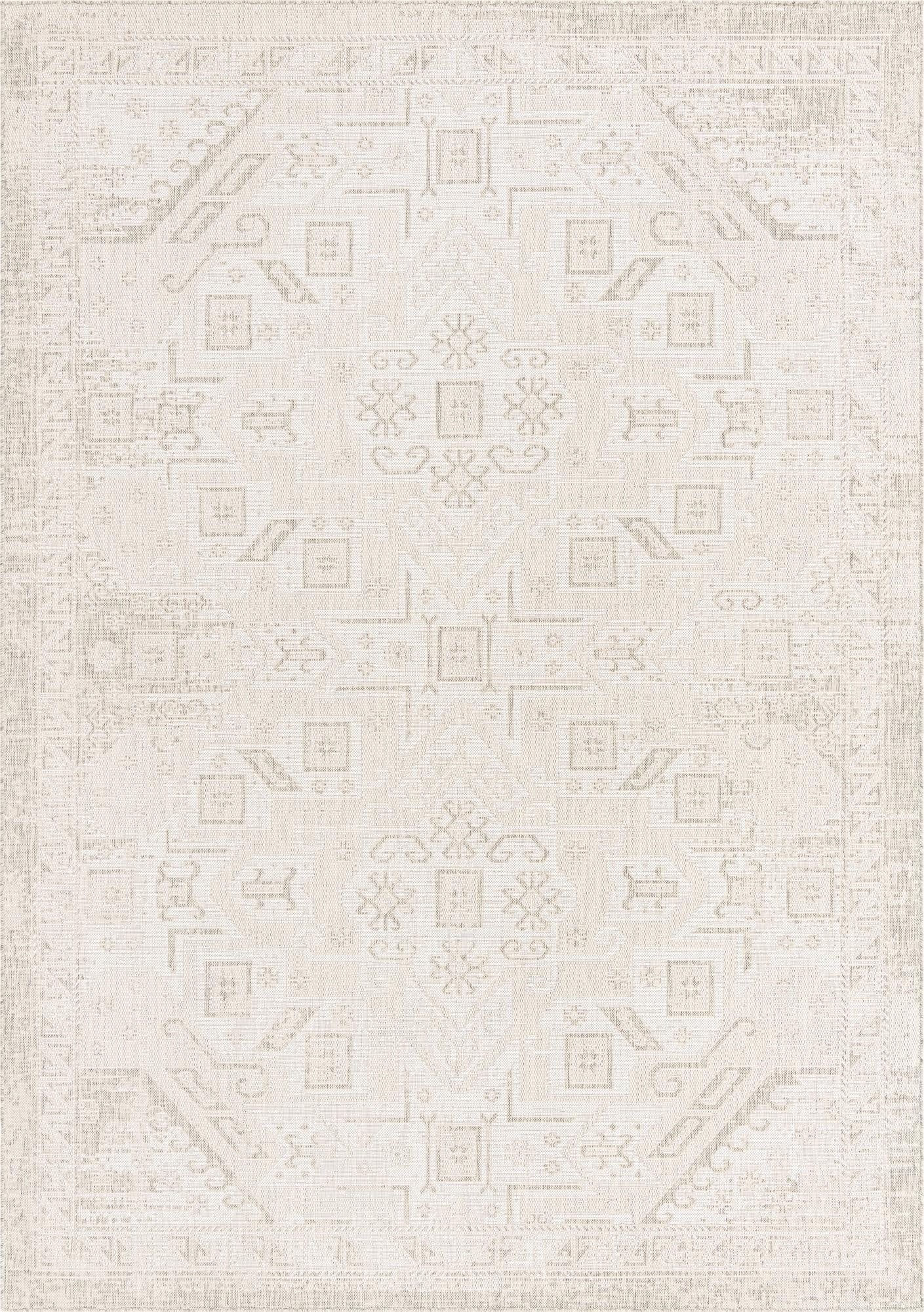 Primary image 7' 10 x 11'  Washable Aztec Indoor / Outdoor Rug