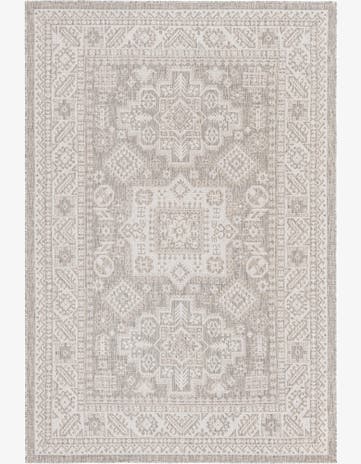 Light Gray Easy-Clean Aztec Indoor / Outdoor Rug