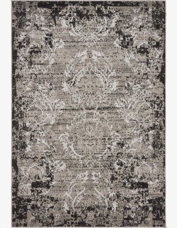 Light Gray Easy-Clean Botanical Indoor / Outdoor Rug