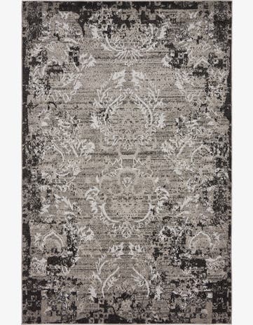 Light Gray Easy-Clean Botanical Indoor / Outdoor Rug