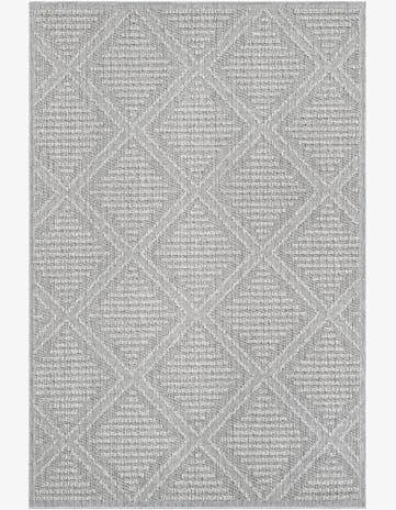 Light Gray Easy-Clean Lattice Indoor / Outdoor Rug