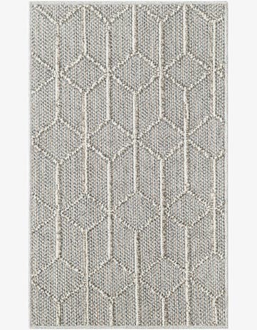 Light Gray Easy-Clean Lattice Indoor / Outdoor Rug