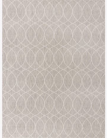 Light Gray Easy-Clean Lattice Indoor / Outdoor Rug